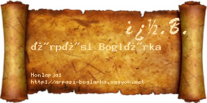 Árpási Boglárka névjegykártya