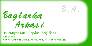 boglarka arpasi business card